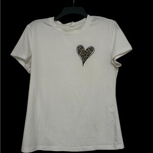 Leopard Heart White T-Shirt Valentines